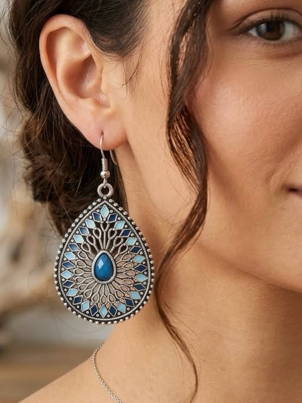 Waterdrop Teal Southwestern‎ TribalBoho Dangle Style Earrings, NWT